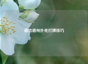 德信德州扑克打牌技巧
