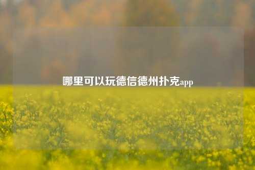 哪里可以玩德信德州扑克app