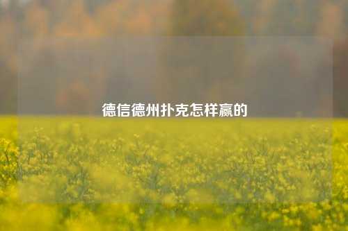 德信德州扑克怎样赢的